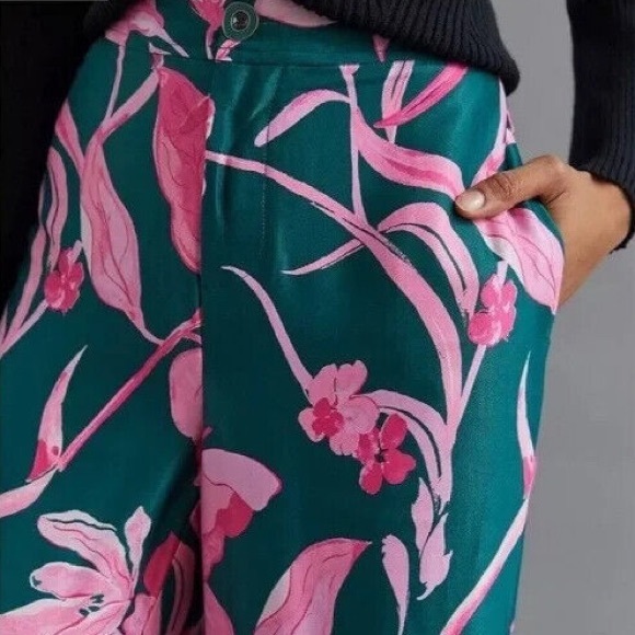 Anthropologie Breezy Printed Straight Pants Floral Size 2 Womens NEW (NWOT) - Picture 4 of 6